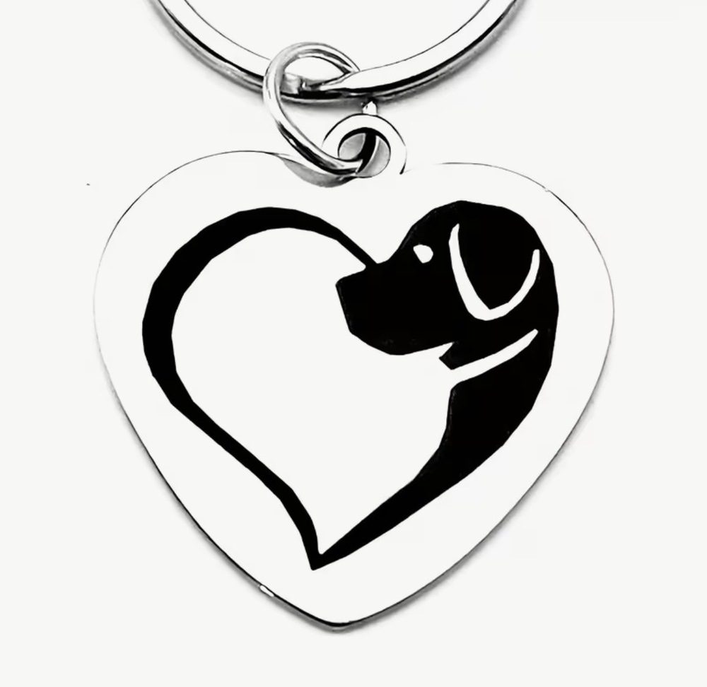 3/$25 Dog Heart Silhouette Stainless Steel Keychain NEW